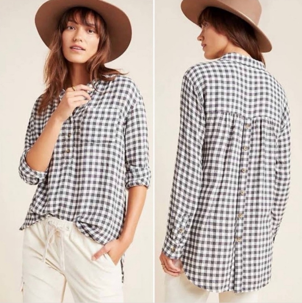 Anthropologie Isadora button-back tunic Top Size Large
